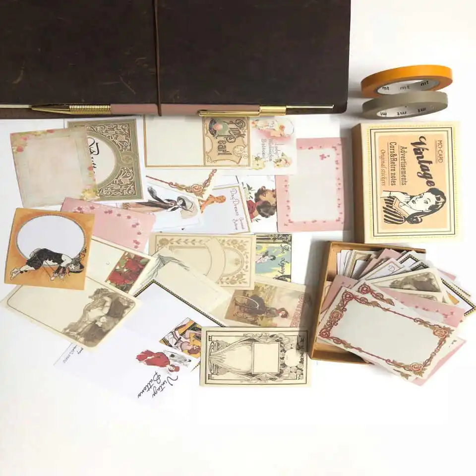 Новое прибытие ручной Рисование креативный мусорный журнал винтажные Отрывные наклейки DIY ремесло фотоальбомы изготовление карт этикетка стикер - Цвет: Vintage Beauties