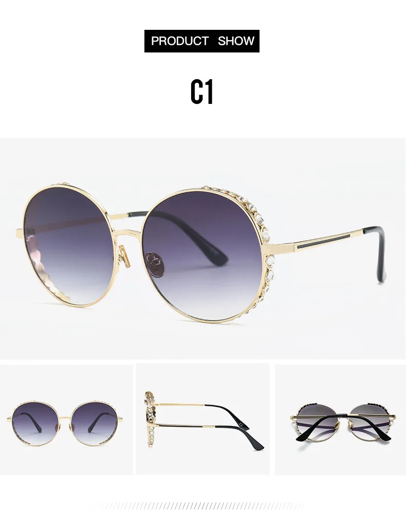 HBK, роскошные модные женские солнцезащитные очки с бриллиантами,, высокое качество, фирменный дизайн, женские солнцезащитные очки с большими круглыми кристаллами