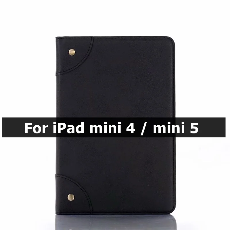 Чехол для Apple iPad mini 5 7," чехол смарт-Флип Ретро кожаный чехол с подставкой для карт для iPad mini 1 2 3 4 чехол kimTHmall - Цвет: mini 4 5-Black
