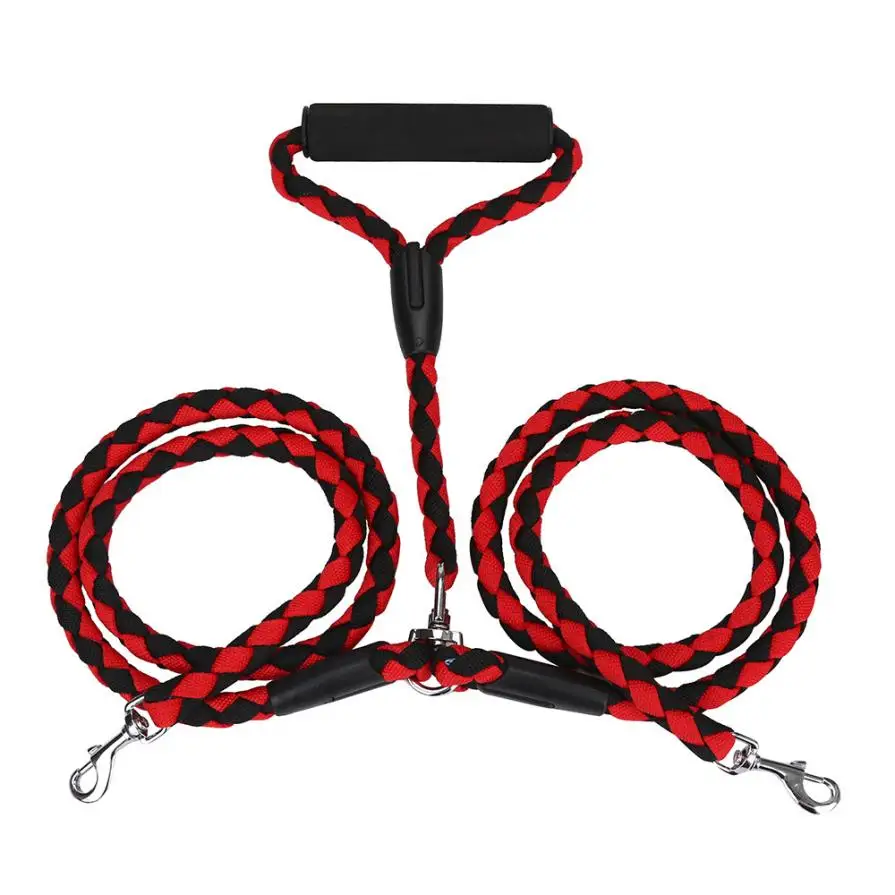 Buy Nylon Double Pet Dog Leashes Braided Tangle Dual