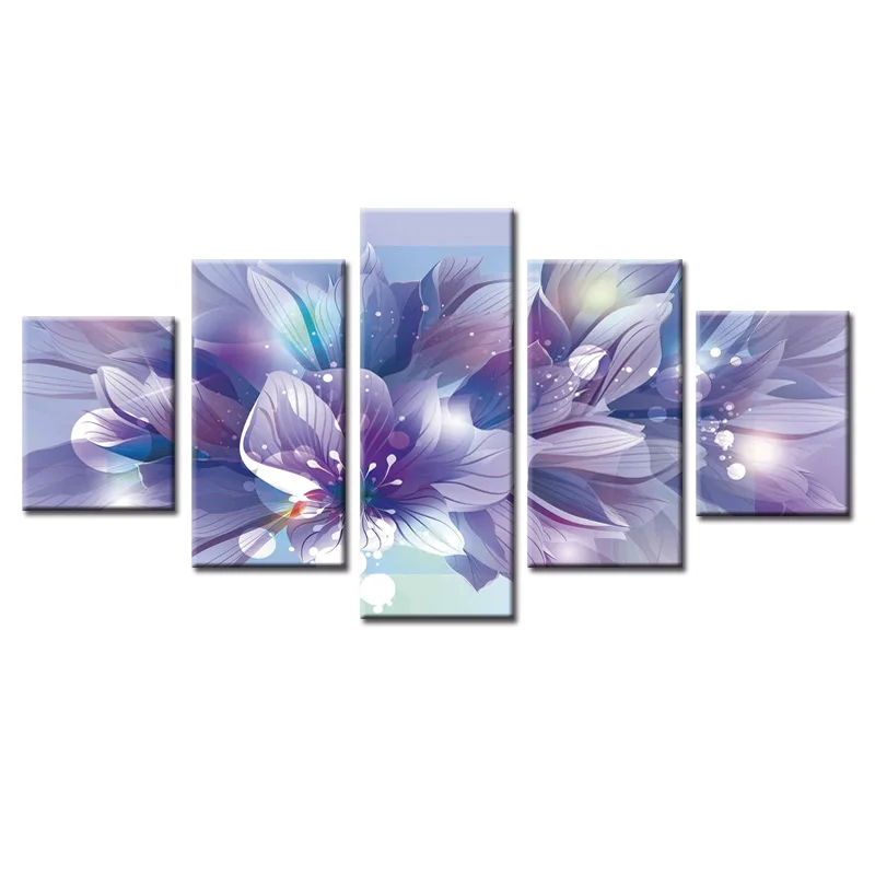

(Frame or No Frame ) 5 Pcs Canvas Print Abstract flower series Painting Home Decoration for bedroom and living room Home Decor