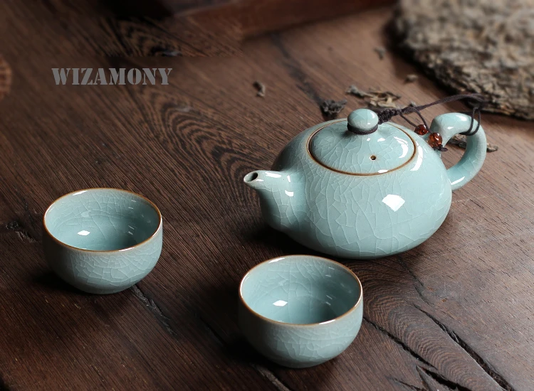 10pcs/lot Chinese porcelain teaset ruyao crackle glaze tureen gaiwan pitcher cup 