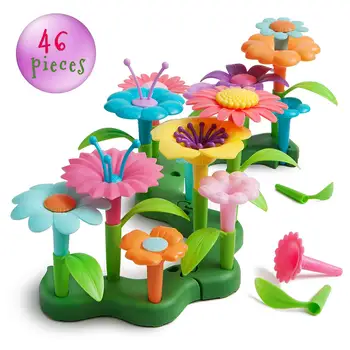 

Build and Bloom Children Green Toy - DIY Creative Flower Set 46 pcs Preschooler Learning Building Block Kits