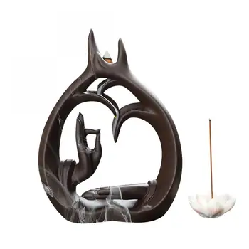 

Buddha'S Hand Backflow Incense Burner Holder Lotus Sandalwood Incense Burner Cones Stick Holder Ceramic Buddha Censer Home Decor