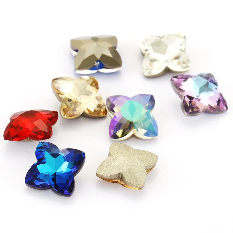 

K9 Rhinestones Glass Stone Luck Leaf Glue-On Strass Crystal Rhinestone Pointback Joint assembly Rhinestones Sewing decor for jew