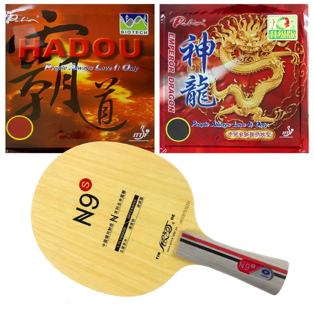 

Pro Table Tennis Combo Paddle Racket Yinhe N9s with Palio Hadou BIOTECH+ Emperor Dragon Long Shakehand FL