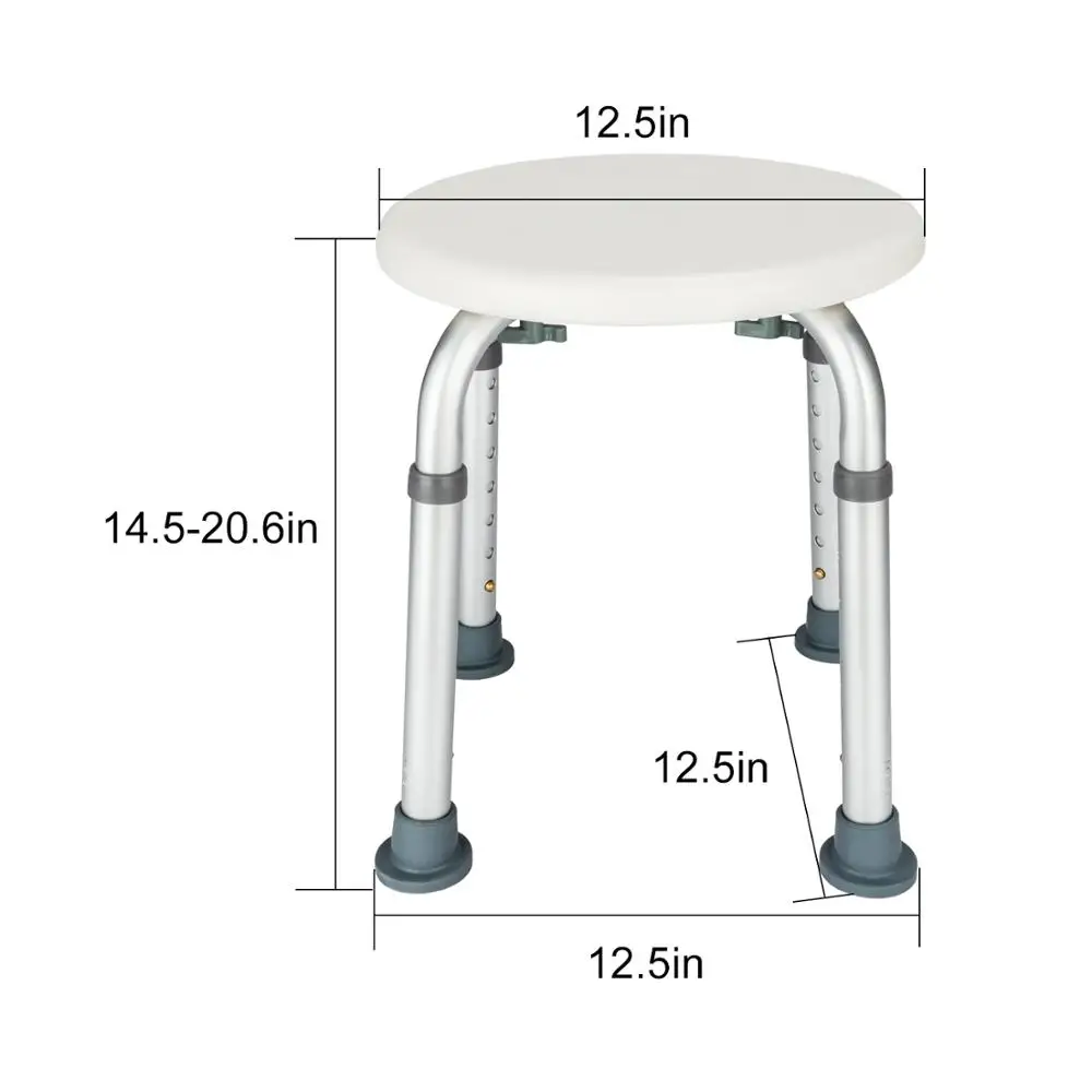 Aluminum Alloy Elderly Bath Chair Round Stool with Sucker Armrest Bathroom Aid Bathing Stool Bench for Home Furniture