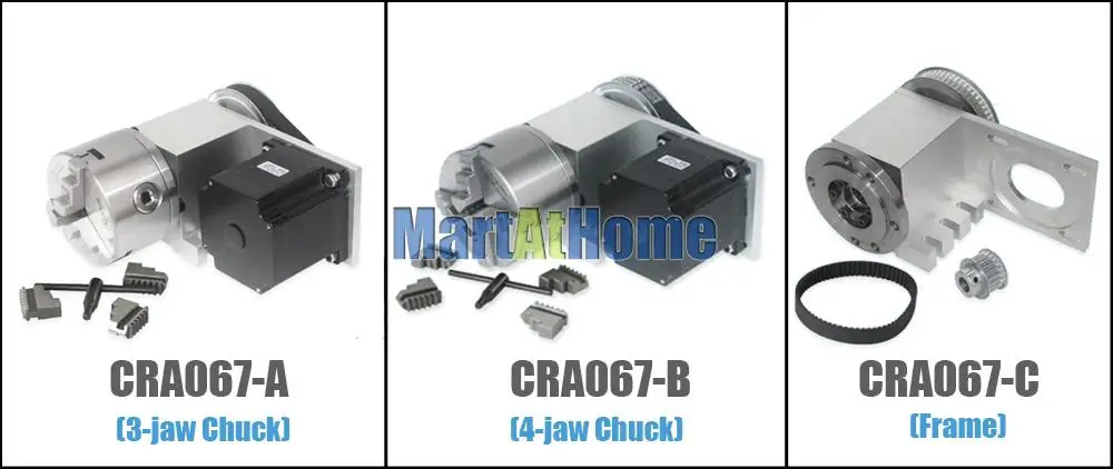 CRA067-A/B/C ЧПУ ось вращения Indexer 4th Передаточное отношение 3:1 с 3-кулачковый 100 мм патрон и 4.5A 86 шаговый двигатель