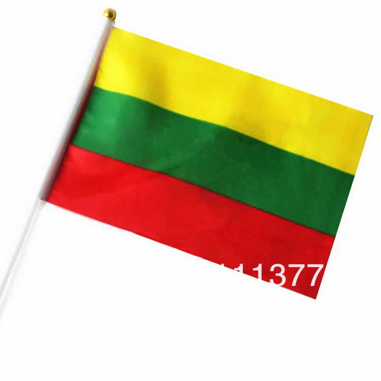 Национальные флаги, словенские, хорватские, латвийские, латвийские, русские флаги 14*21 см, пластиковые шесты - Цвет: Lithuania