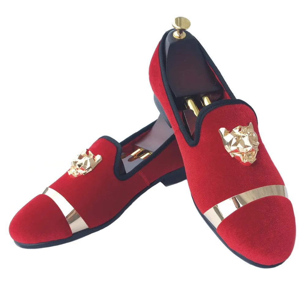 Mocasines de terciopelo rojo para hombre, zapatillas con hebilla, con  acentos dorados, para graduación y fiesta, sin cordones|shoes with|fashion  shoesshoes fashion - AliExpress
