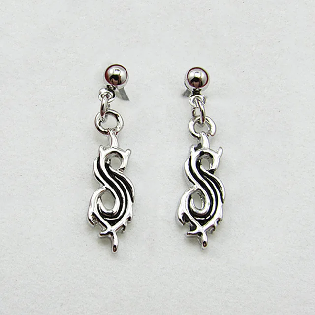 Slipknot rock band long drop earrings for men women white alloy female