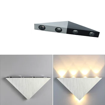 

4W Modern Triangle LED Wall Sconce Night Light with Black and Silver Color Hall Bar KTV Dining Room Fixture Bulb Modern Lamp