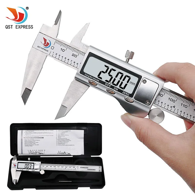 

QSTEXPRESS 0-150mm/6" Metal casing Digital CALIPER VERNIER caliper metal digital caliper GAUGE MICROMETER
