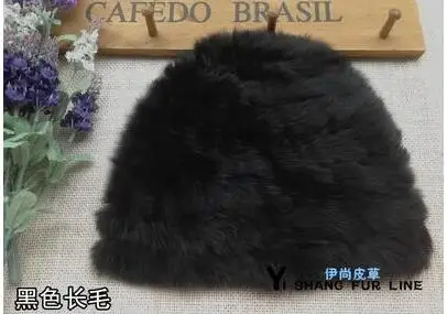 Хорошее качество! Осенне-зимняя женская вязаная шапка из натурального кроличьего меха, утепленная теплая шапка из натуральной кожи, 21 цвет - Цвет: black