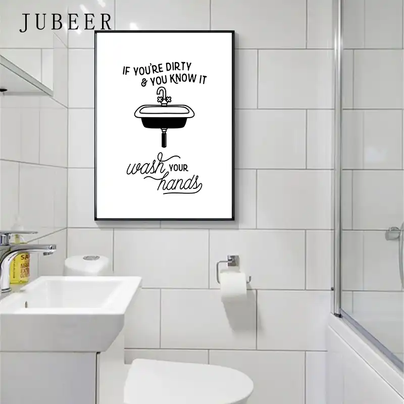 Funny Toilet Poster Bathroom Wall Art Decortive Picture Lavatory Canvas
