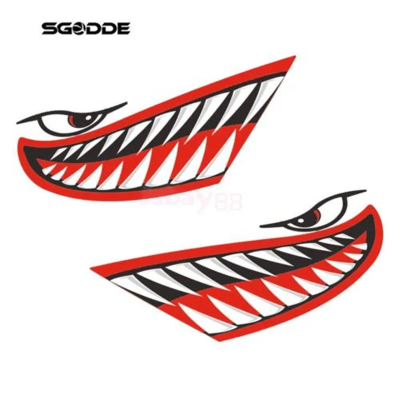 

Water Sports 2pcs/set Waterproof Shark Teeth Mouth PVC Sticker Decals for Fishing Boat kayak Canoe Dinghy Rowing Boat Accessory