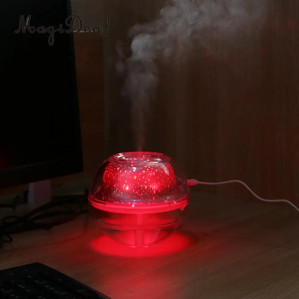 500ml Crystal Night Light Projection Air Humidifier Aromatherapy Essential Oil Diffuser for Spa Yoga