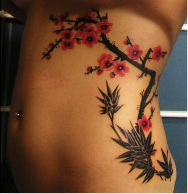 2 шт 3d большие временные тату наклейки красочные сливы цветок большой warterproof для женщин задняя часть тела