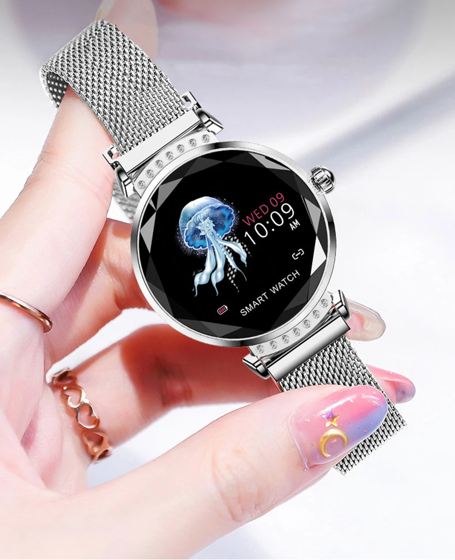 Оригинальные H2 Смарт часы для женщин 3D Алмазный стеклянный браслет пульсометр кровяное давление сна Браслет монитор лучший подарок умные часы