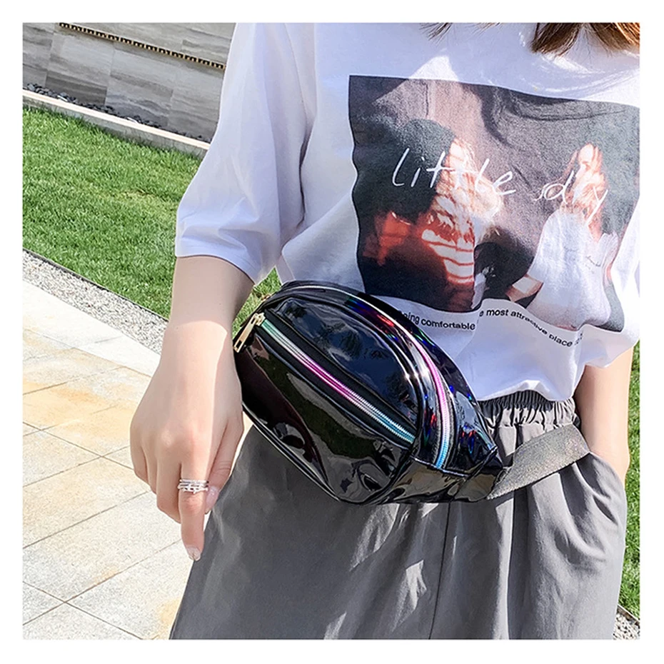 Free-Shipping- Laser-Waist-Packs-Bags-Women-Pure-Color-Fanny-Pack-Female-Belt-Bag-Black-PVC-Waist-Packs-Laser-Chest-Phone-Pouch-15