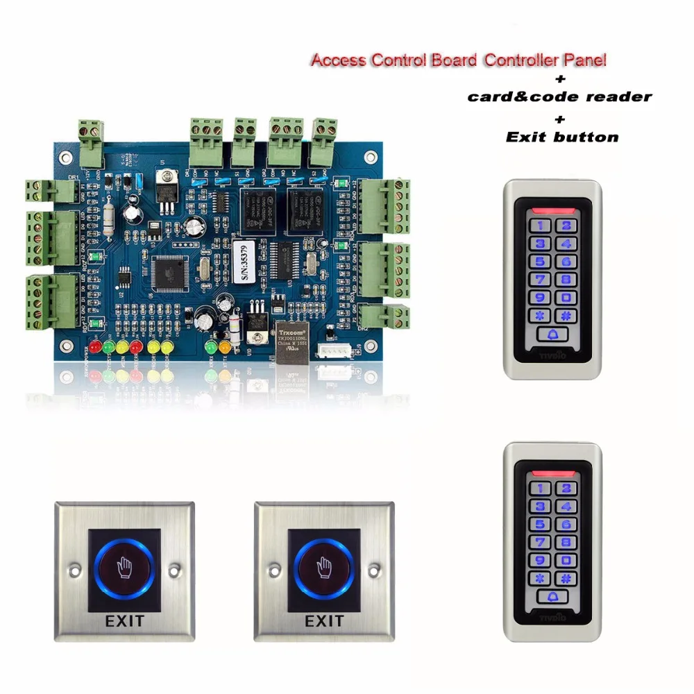 

RETEKESS Access Control Kit TCP/IP Network Entry Single Access Control Board Controller Panel with Card Reader + Exit Button