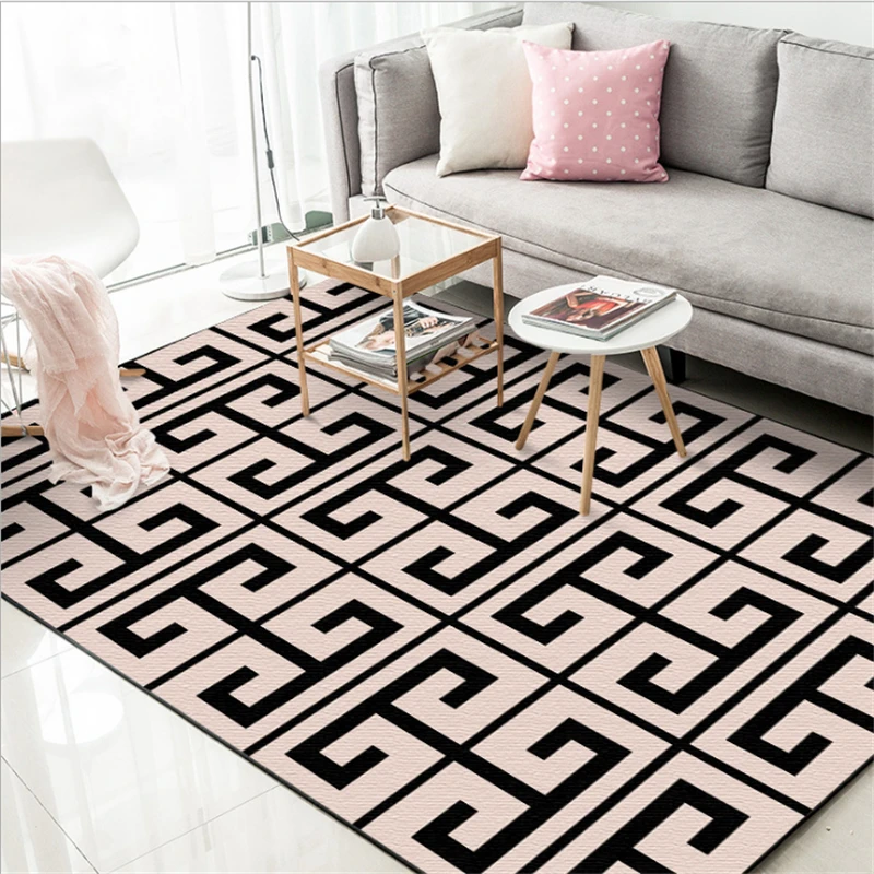 Carpets for Living Room Simple Geometric Elements Pink Carpet Bedroom Rug Christmas Floor Mat Nordic Decoration Home Baby | Дом и сад