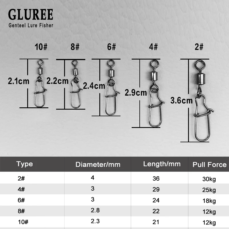 GLUREE 50 шт./лот 2 #4 #6 #8 #10 # медный сплав рыболовный соединитель контактный подшипник
