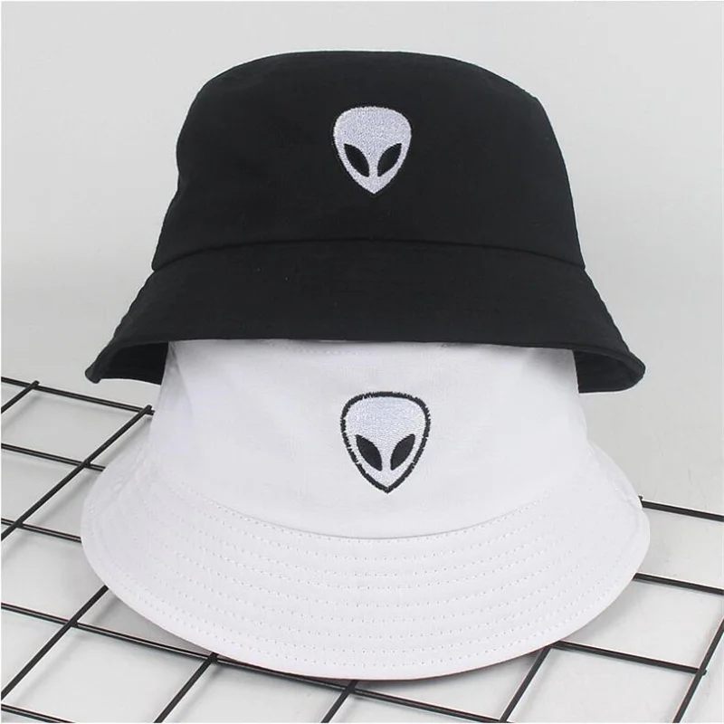 

Extraterrestrial ET Embroidery Simple Style Fisherman's Hat Street Side Seaside Beach Tourism Bucket Cap Funny Driver's Cap F05