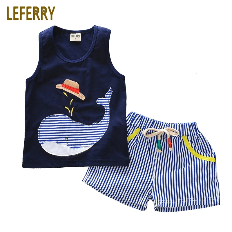 

2018 Summer Baby Boys Clothing Sets Sleeveless T-shirt + Shorts Kids Boy Clothes Set Toddler Boys Clothing Set Cotton Vest