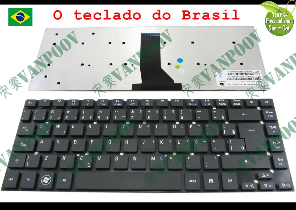 Новая клавиатура BR для ноутбука Acer Aspire E5 471G 421G 422G 472G 50R4 V3 ZQ0 3830 3830T Black Brazil V121630EK2