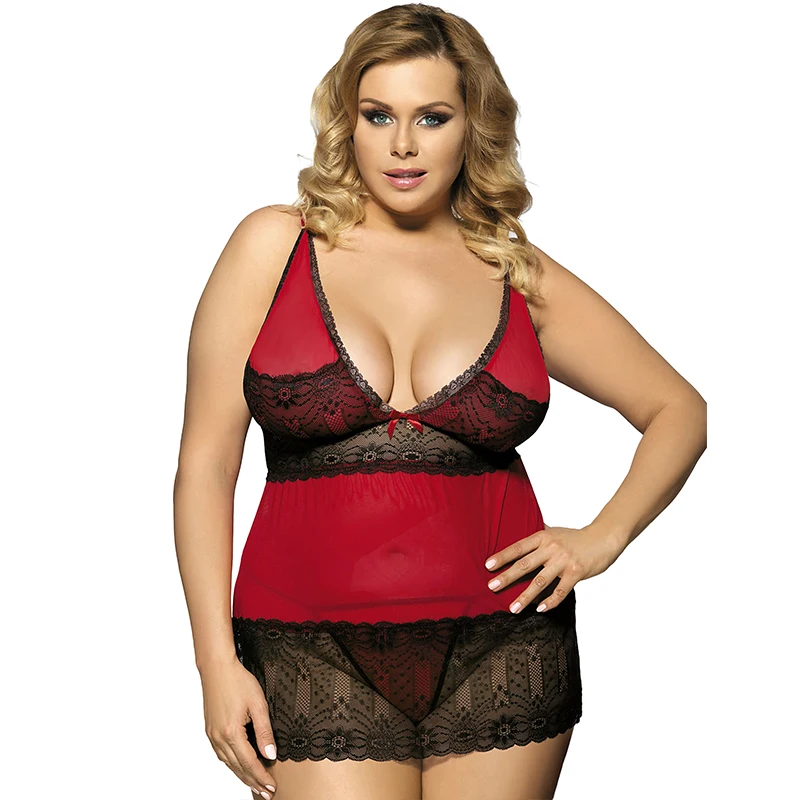 RH80014 Four colors women sleepwear erotic design sleeveless transparent mesh lace sexy plus size lingerie font