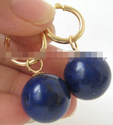 

hot sell new - 1584 natural 14mm lapis lazuli earring