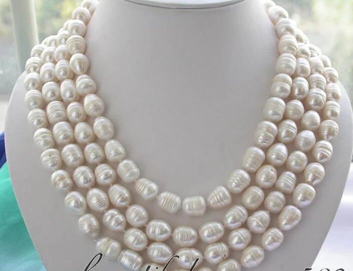

fast z3003 long 80" 14mm white rice freshwater pearl necklace (A0501)