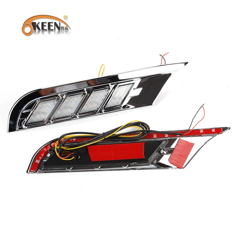 OKEEN 2 шт. Автомобильный светодиодный фонарь дневного света для Nissan Kicks Дневной светильник белый указатель поворота желтый 12 В противотуманный стоп-сигнал