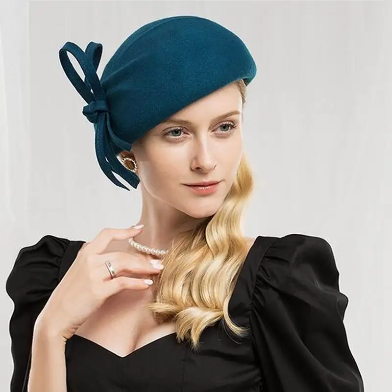 

Wool Felt Hat Women Pillbox Hats Black Ladies Vintage Cocktail Fashion Wedding Derby Fedora