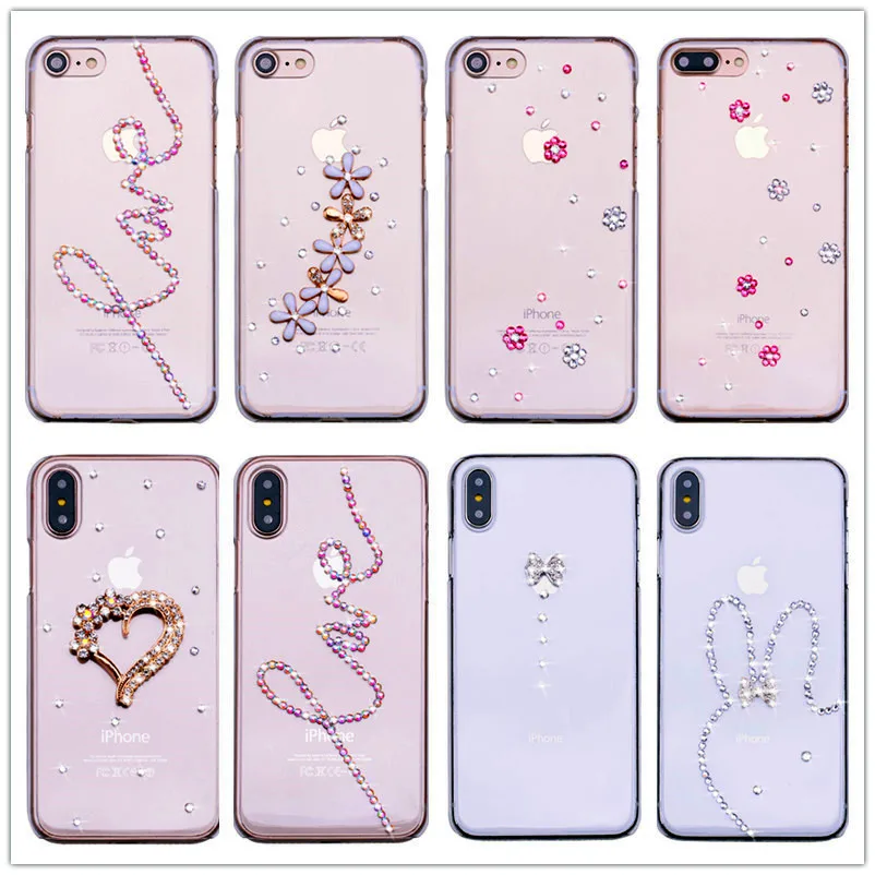 

Diamond Bling Case For iPhone 6 6s 7 8 Plus X XR XS Max 3D DIY Phone Cover for iPhone 5 5S SE 4 4S 7 Luxury Transparent Case