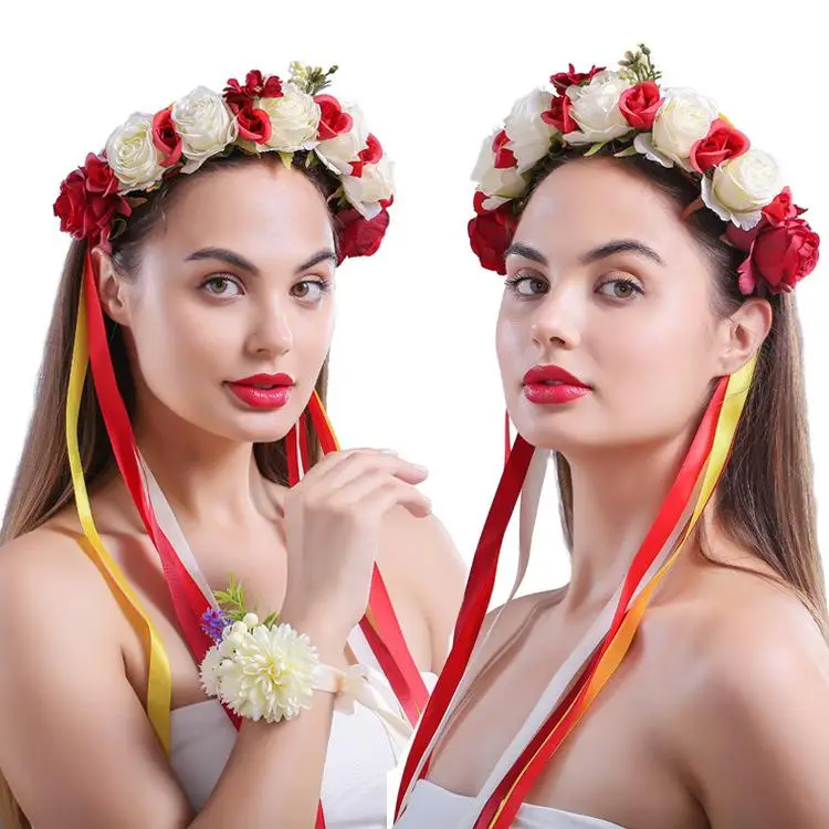 

Bohemian Romantic Fairy Headband Bride Hair Band Female Cloth Fantasy Forest Headwear Ribbon Garland Wedding Accessories 2019