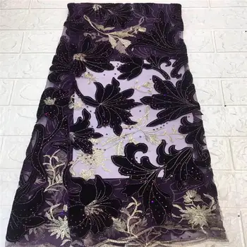 

Nigerian Lace Fabric 2019 High Quality Lace French Tulle Lace Fabric With Heavy Beads Party African Lace Material JX475a