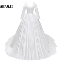 Shamai Tallas Grandes Vestidos de Novia 2019 Modesta Vestido de Novia Musulmán Mangas Largas Vestidos de Novia Baratos Simples Vestidos de Noiva Shamai Tallas Grandes Vestidos de Novia 2019 Modesta Vestido de Novia Musulmán Mangas Largas Vestidos de Novia Baratos Simples Vestidos de Noiva