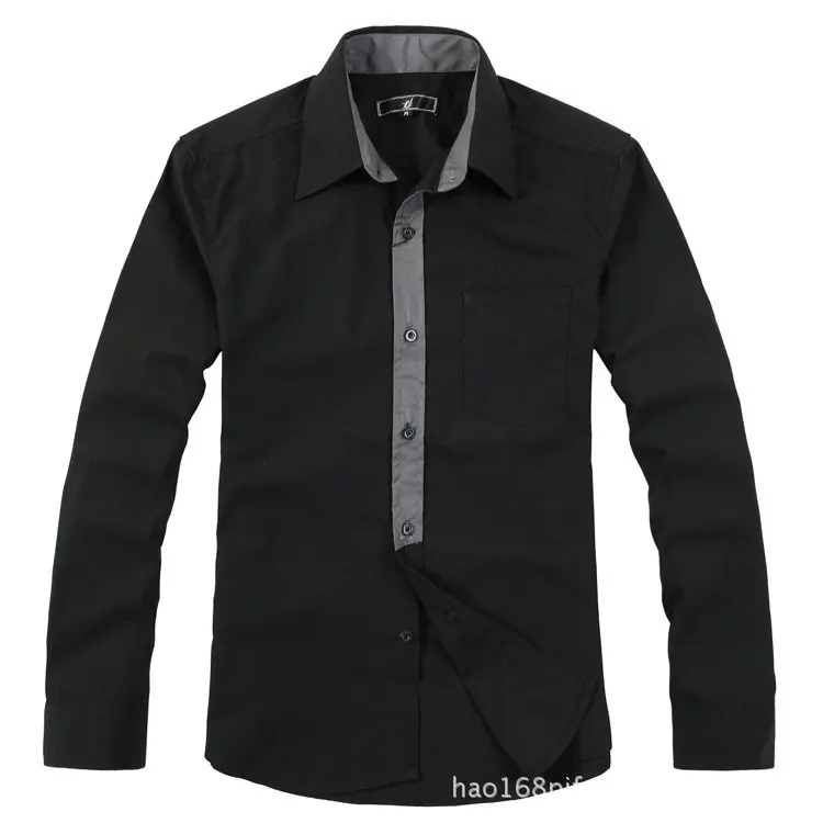 Fashion slim fit men dress shirts black long sleeve shirt for men Free ...