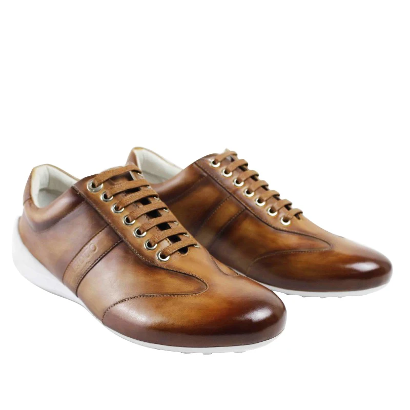 Original Vikeduo Custom Pintados Handmade Mão Lace Alta Sapatos 100 Brown Moda Mens Qualidade Up Projeto Made Genuíno À De Couro Casuais HSgwHrq