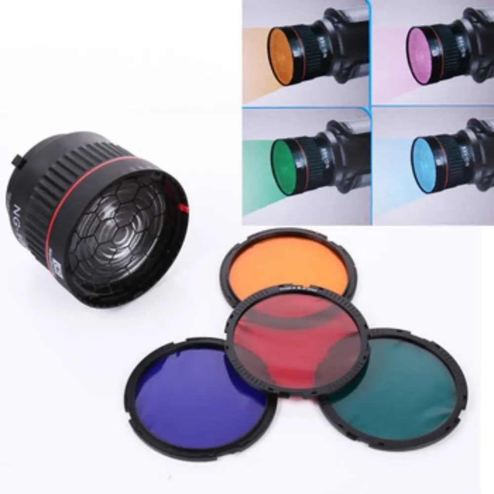 Nanguang NG 10X Professional focusing lens Bowen Mount with 4 color filter for LED for Flash
