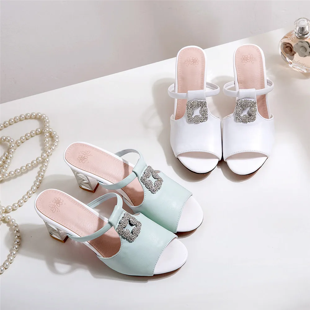 MORAZORA/ г. Новые женские босоножки элегантная Летняя обувь с открытым носком модная удобная с квадратным каблуком женская обувь со стразами