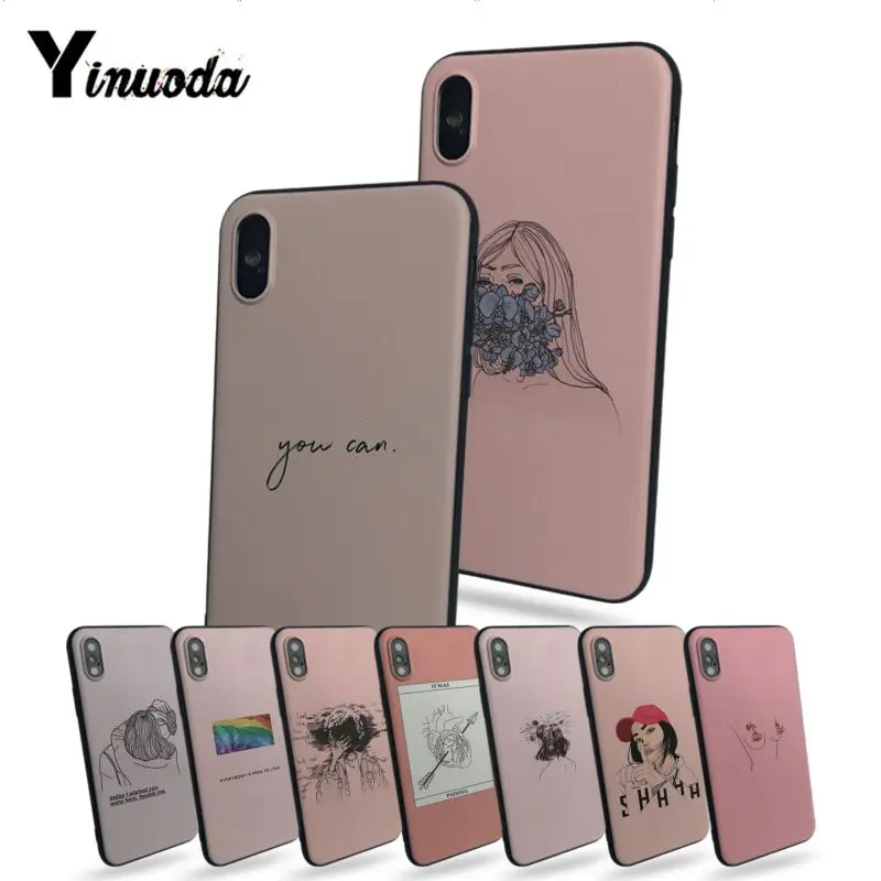 

Yinuoda Set of pink background graffiti stick figure text personalized phone case For iphone X 8 8plus 5 5s 6s 6s Plus 7 7plus