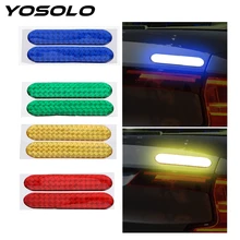 YOSOLO 2 шт./компл. крепления светоотражающей полоски Предупреждение ленты двери автомобиля Стикеры Наклейка Автомобильные отражающие наклейки предохранителем и универсальным питанием-от источника переменного или постоянного тока