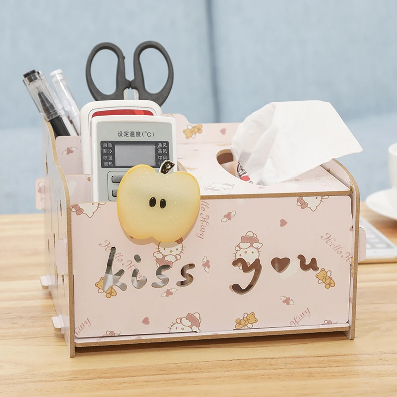 

Household Parlour Wooden Multipurpose Organizer with Boutique Tissue Box Holder Handmade Rectangle Shaped Tissue Paper Box