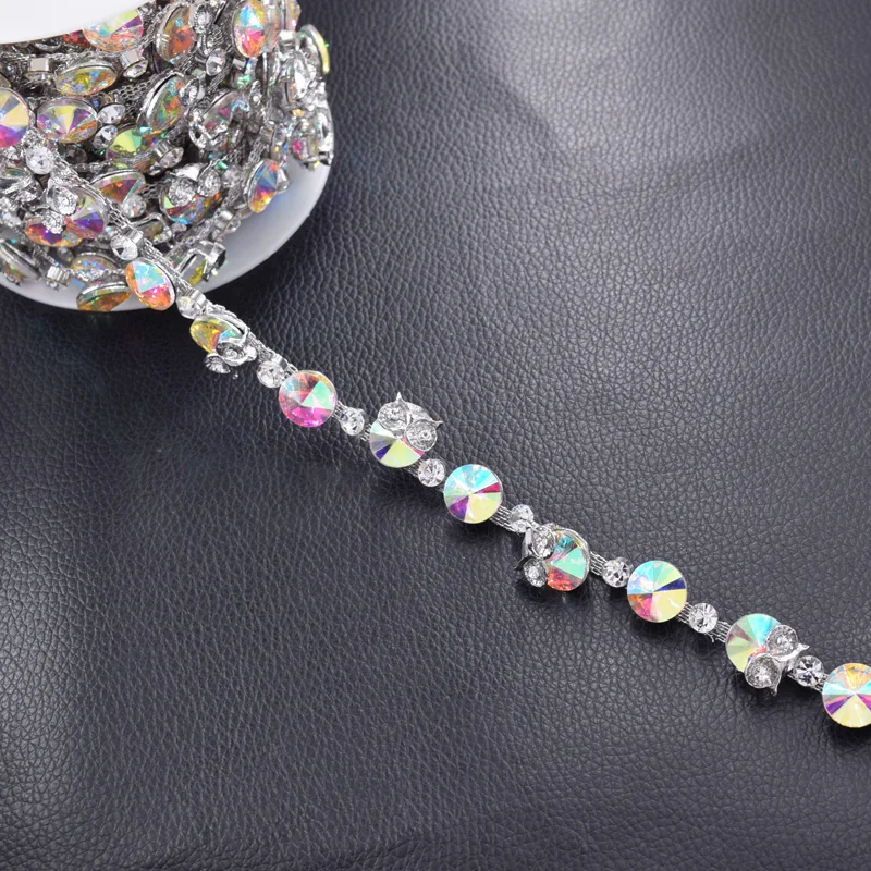 

10yards Alloy owl patches crystal AB rhinestone sew on clothing sewing trims for garment DIY accesories Rhodiulm plating HF-3386