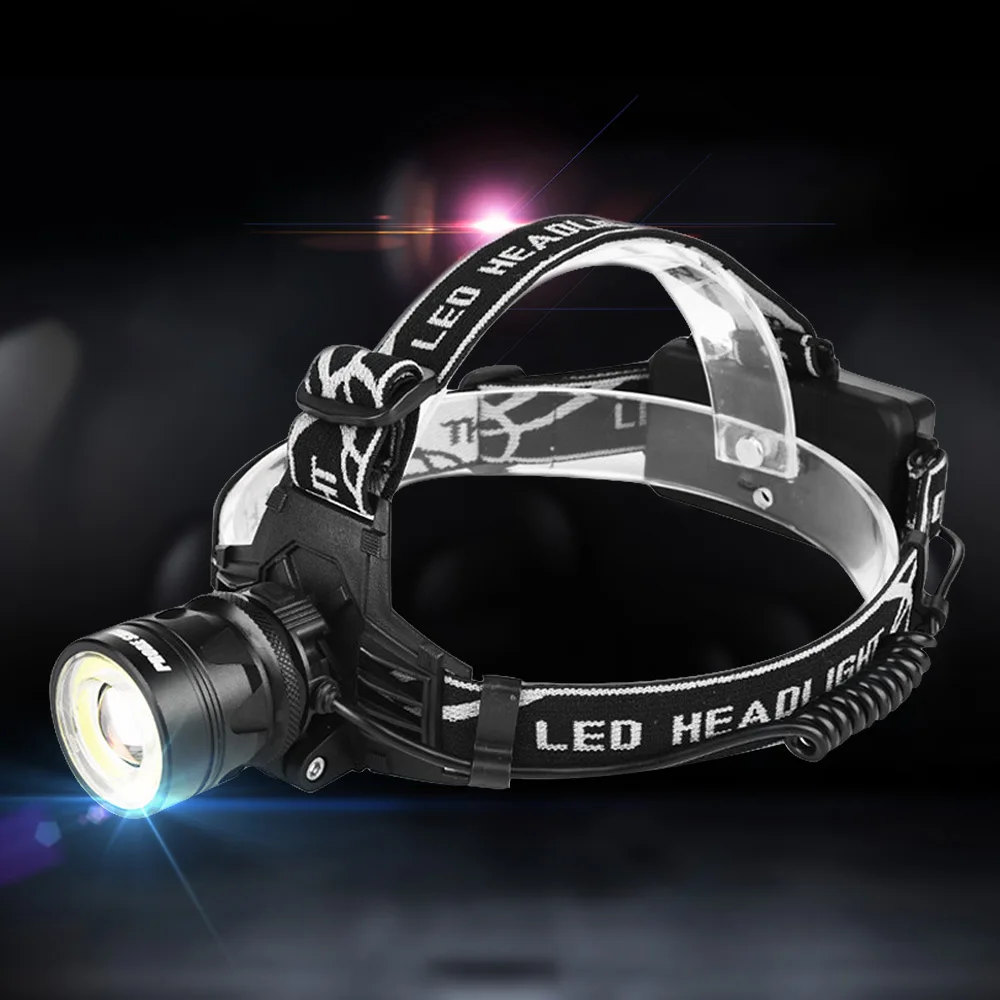 Outdoor LED Headlight T6+COB Lamp Beads Aluminium Glare headlights USB