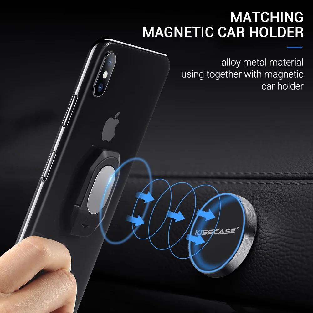 KISSCASE Universal Mirror Hard PC Ring Holder For iPhone 7 6 5 8 X Super Quality Desk Holder For Samsung S10 S9 Strong Sucking