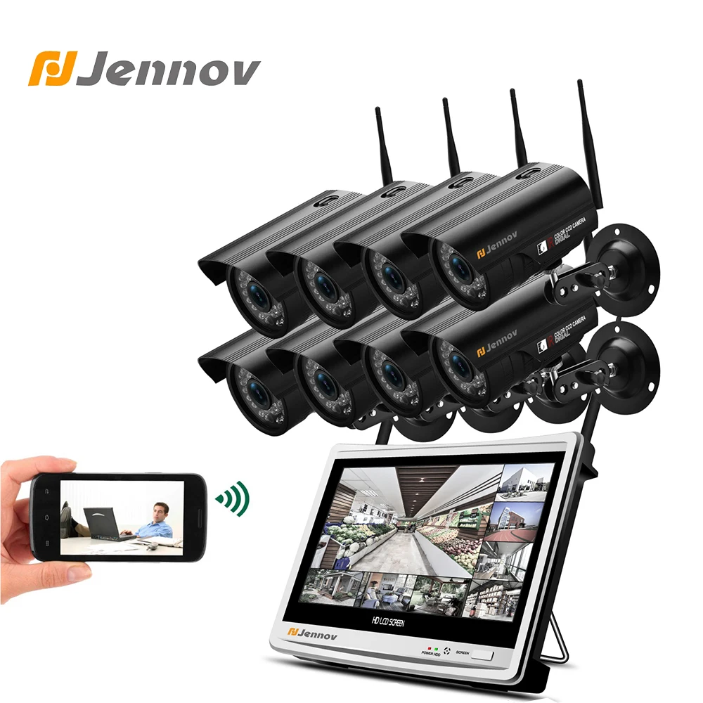 

Jennov 8CH LCD Screen CCTV Camera System Wireless Security Camera System HD Infrared IP Video Surveillance 2MP Camara Set Wifi
